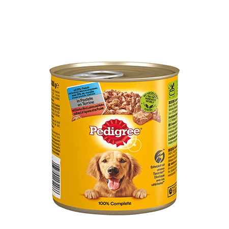 PEDIGREE® Dose Adult in Pastete mit 3 Sorten: Rind, Lamm und Huhn